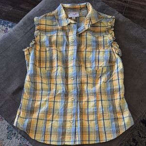 Roper Yellow and Blue Plaid Button Down Shirt